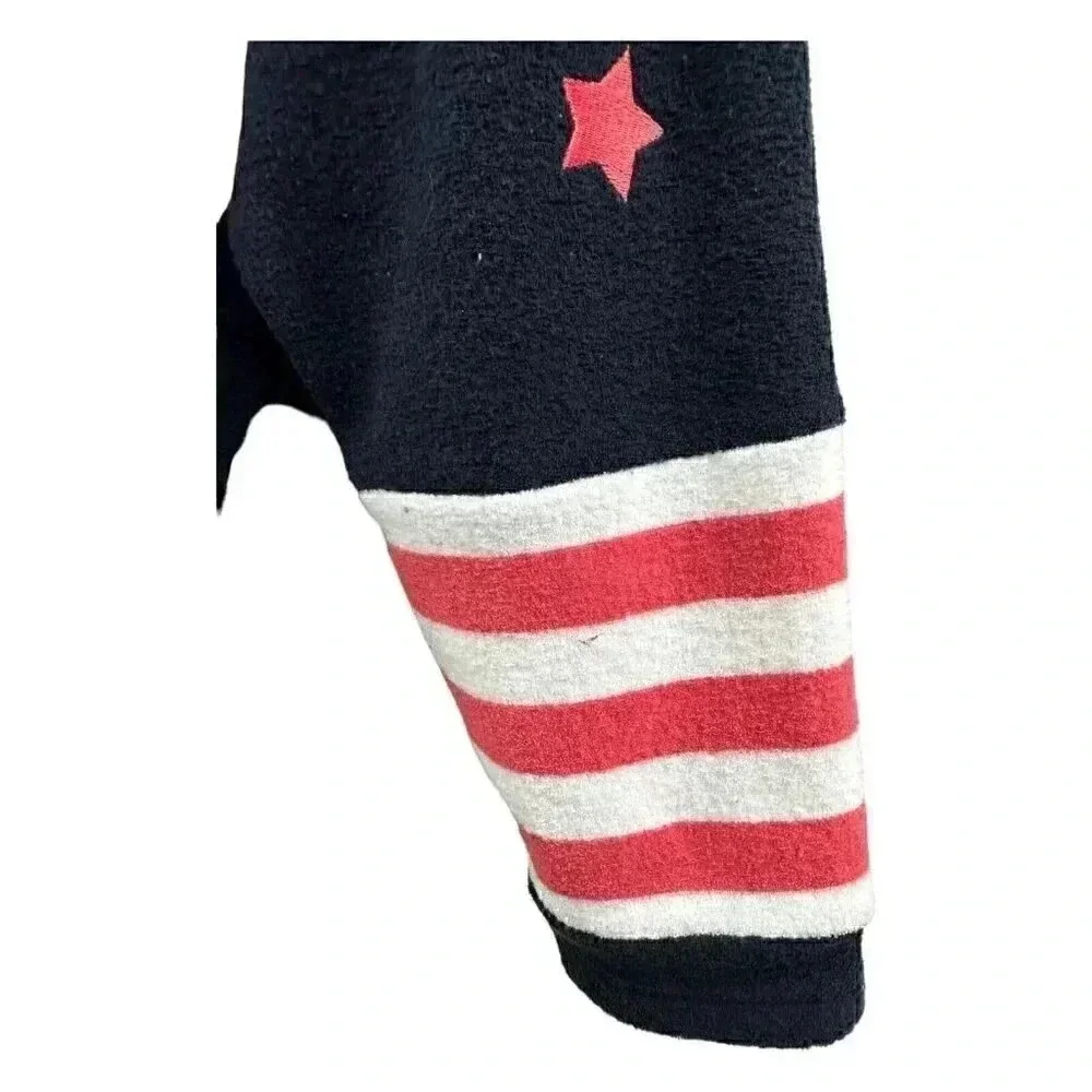Christopher & Banks Navy Zip-Front Sweater with Red Stars & White Snowflakes